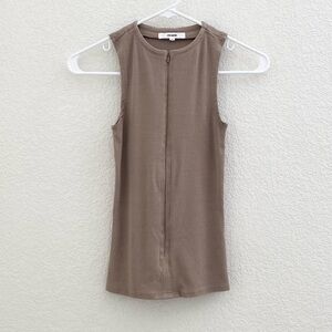 Joah Brown Invisible Zip Tank Top in Taupe